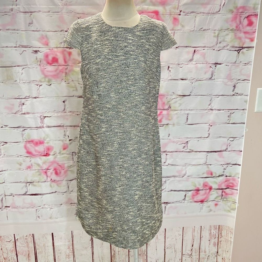 🔥5 for $25🔥 J. Crew Women's Cap Sleeve Lined Tweed Shift Mini Gray Dress Size 8